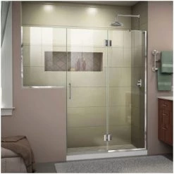 DreamLine Unidoor-X 72" High x 72-1/2" Wide Hinged Frameless Shower Door with Clear Glass