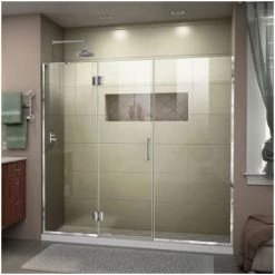 DreamLine Unidoor-X 72" High x 72-1/2" Wide Hinged Frameless Shower Door with Clear Glass