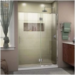 DreamLine Unidoor-X 72" High x 50" Wide Hinged Frameless Shower Door with Clear Glass