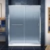 DreamLine Infinity-Z 74-3/4" High x 60" Wide 30" Deep Sliding Framed Shower Door with Frosted Glass, SlimeLine Shower Base Kit, and Left Drain