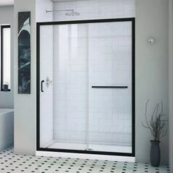 DreamLine Infinity-Z 72" High x 50" Wide Sliding Semi Frameless Shower Door with Clear Glass