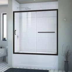 DreamLine Infinity-Z 58" High x 56" Wide Sliding Semi Frameless Tub Door with Clear Glass
