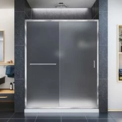 DreamLine Infinity-Z 56-60" W x 72" H Frameless Sliding Shower Door, Frosted Glass