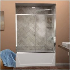 DreamLine Visions 58" High x 60" Wide Sliding Framed Shower Door with Clear Glass