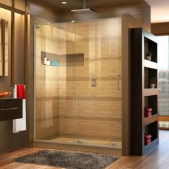 DreamLine Mirage-X 72" High x 56" to 60" Width Sliding Frameless Shower Door with Clear Glass, Left-Wall Bracket