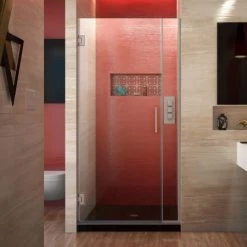 DreamLine Unidoor Plus 72" High x 35" Wide Hinged Frameless Shower Door with Clear Glass