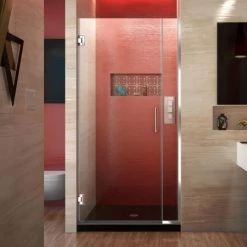 DreamLine Unidoor Plus 72" High x 35-1/2" Wide Hinged Frameless Shower Door with Clear Glass