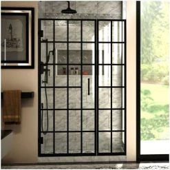 DreamLine Unidoor Toulon 72" High x 46-1/2" Wide Hinged Frameless Shower Door with Clear Glass