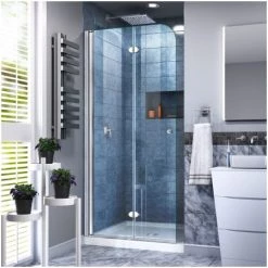 DreamLine AquaFold 72" High x 33 1/2" Wide Pivot Frameless Shower Door with Clear Glass