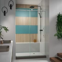 DreamLine Enigma-X 76" High x 48" Wide Sliding Frameless Shower Door with Clear Glass
