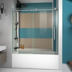 DreamLine Enigma-X 62" High x 59" Wide Sliding Frameless Shower Door with Clear Glass