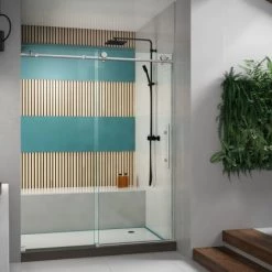 DreamLine Enigma-X 76" High x 60" Wide Sliding Frameless Shower Door with Clear Glass