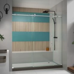 DreamLine Enigma-X 76" High x 72" Wide Sliding Frameless Shower Door with Clear Glass