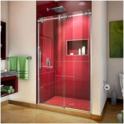 DreamLine Enigma Sky 76" High X 48" Wide Sliding Frameless Shower Door with Clear Glass
